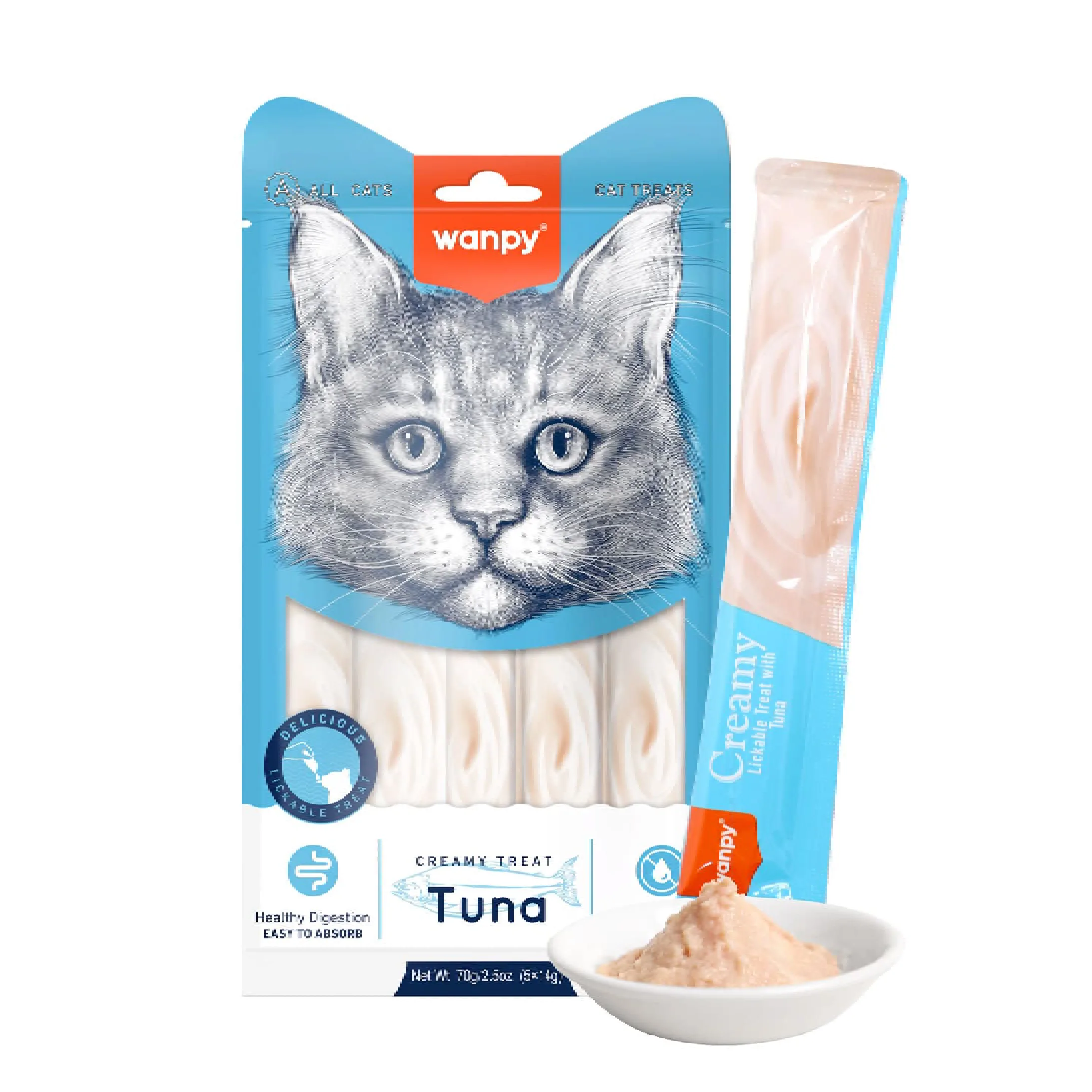 Wanpy Creamy Lickable Cat Treats Tuna (14gx5)