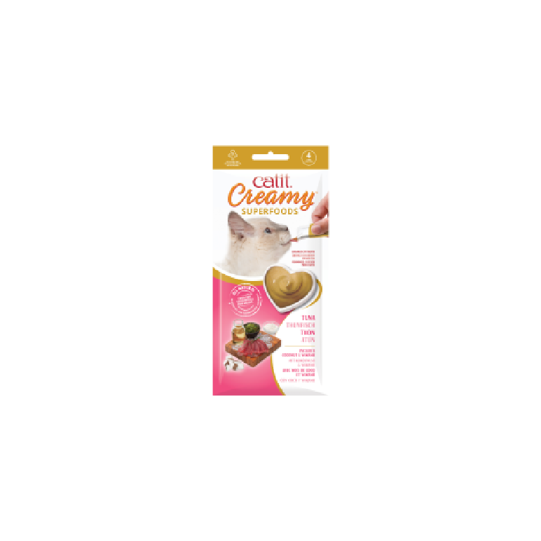 Catit Creamy Superfood Treats, Tuna Recipe with Coconut & Wakame 4 tubes x 10gm