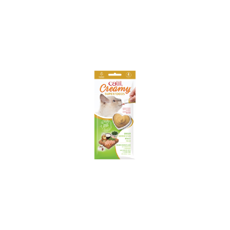 Catit Creamy Superfood Treats, Chicken Recipe with Coconut & Kale 4 tubes x 10gm