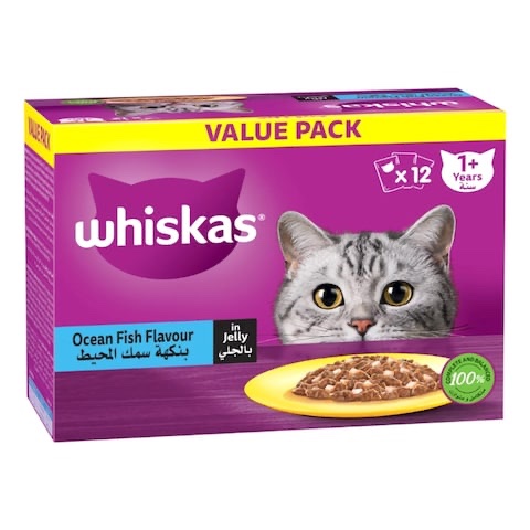 Whiskas Ocean Fish Flavour in Jelly Cat Wet Food 1 Years and above 80g Pack of 12