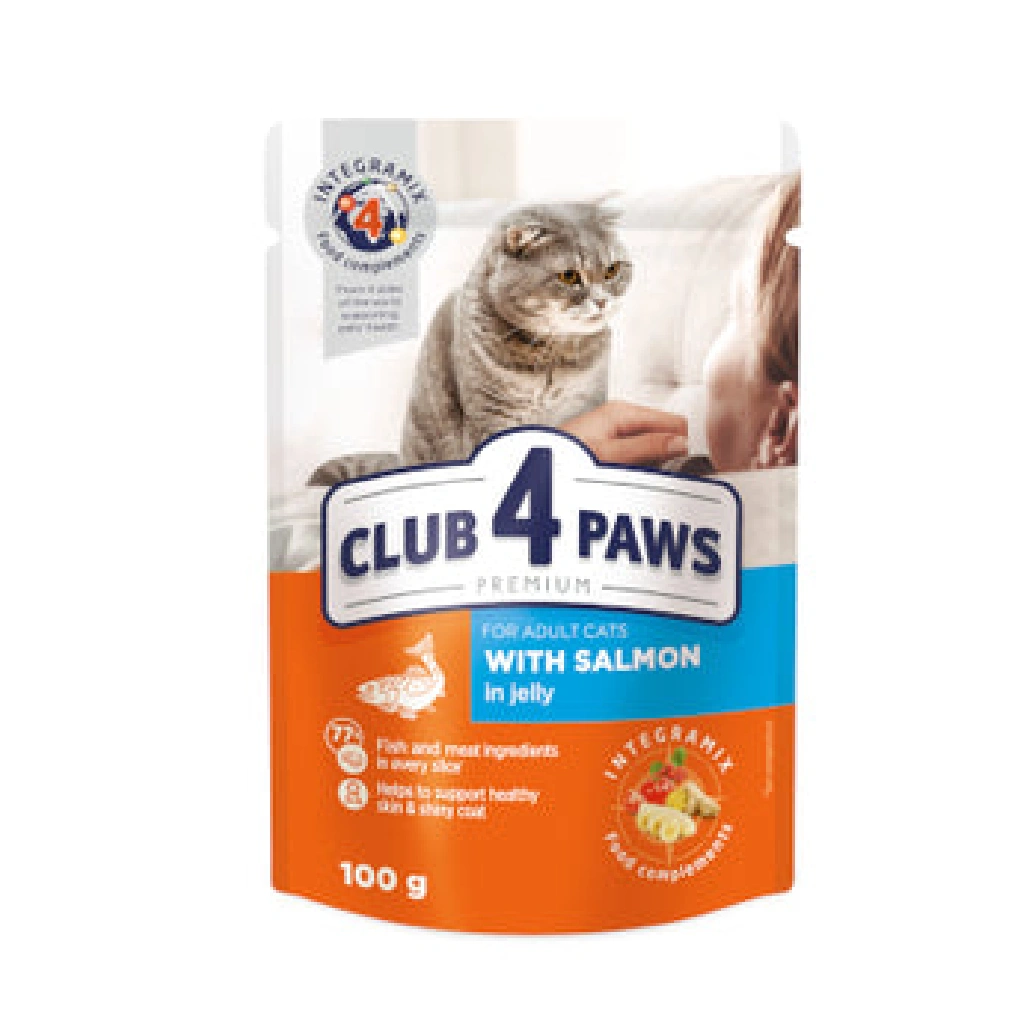 CLUB 4 PAWS PREMIUMfor adult catsWITH SALMON IN JELLY 100g