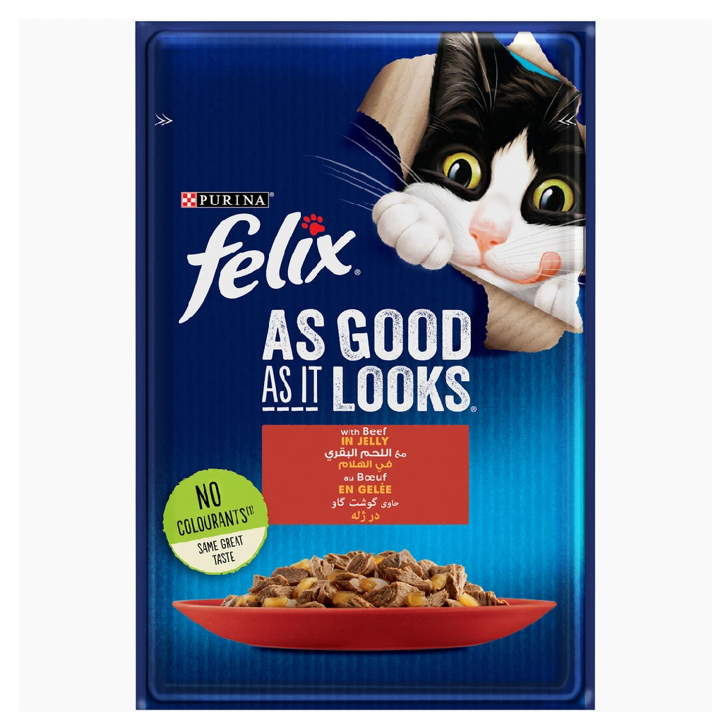 FELIX Beef in Jelly Wet Cat Food Pouch 85g