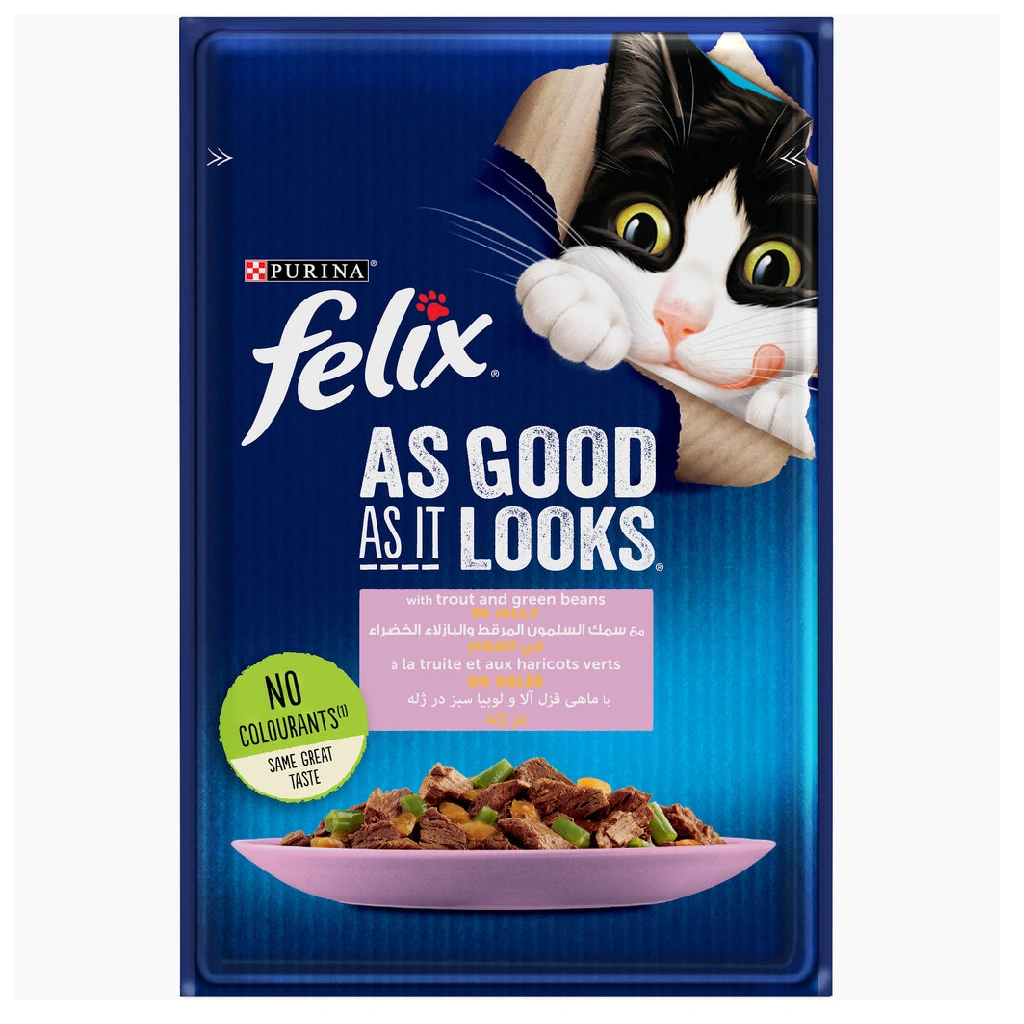 FELIX with Trout and Green Bean Wet Cat Food Pouch 85g