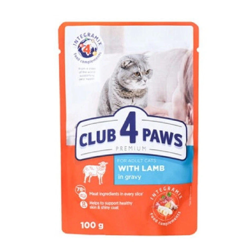 CLUB 4 PAWS PREMIUMfor adult catsWITH LAMB IN GRAVY 100g