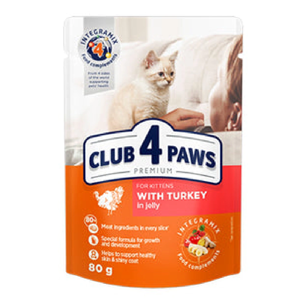CLUB 4 PAWS PREMIUM for Kittens With TURKEY IN JELLY 80g