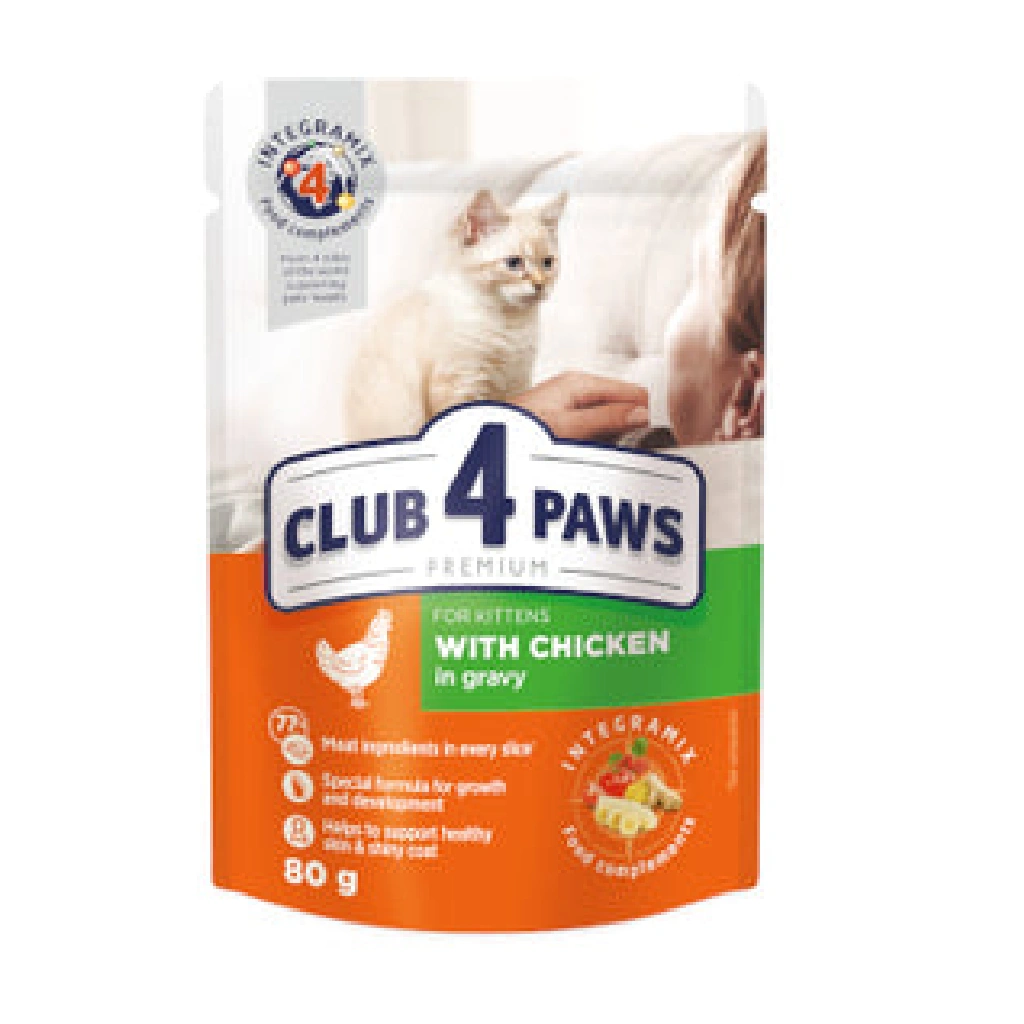 CLUB 4 PAWS PREMIUM for Kittens with CHICKEN IN GRAVY 80g