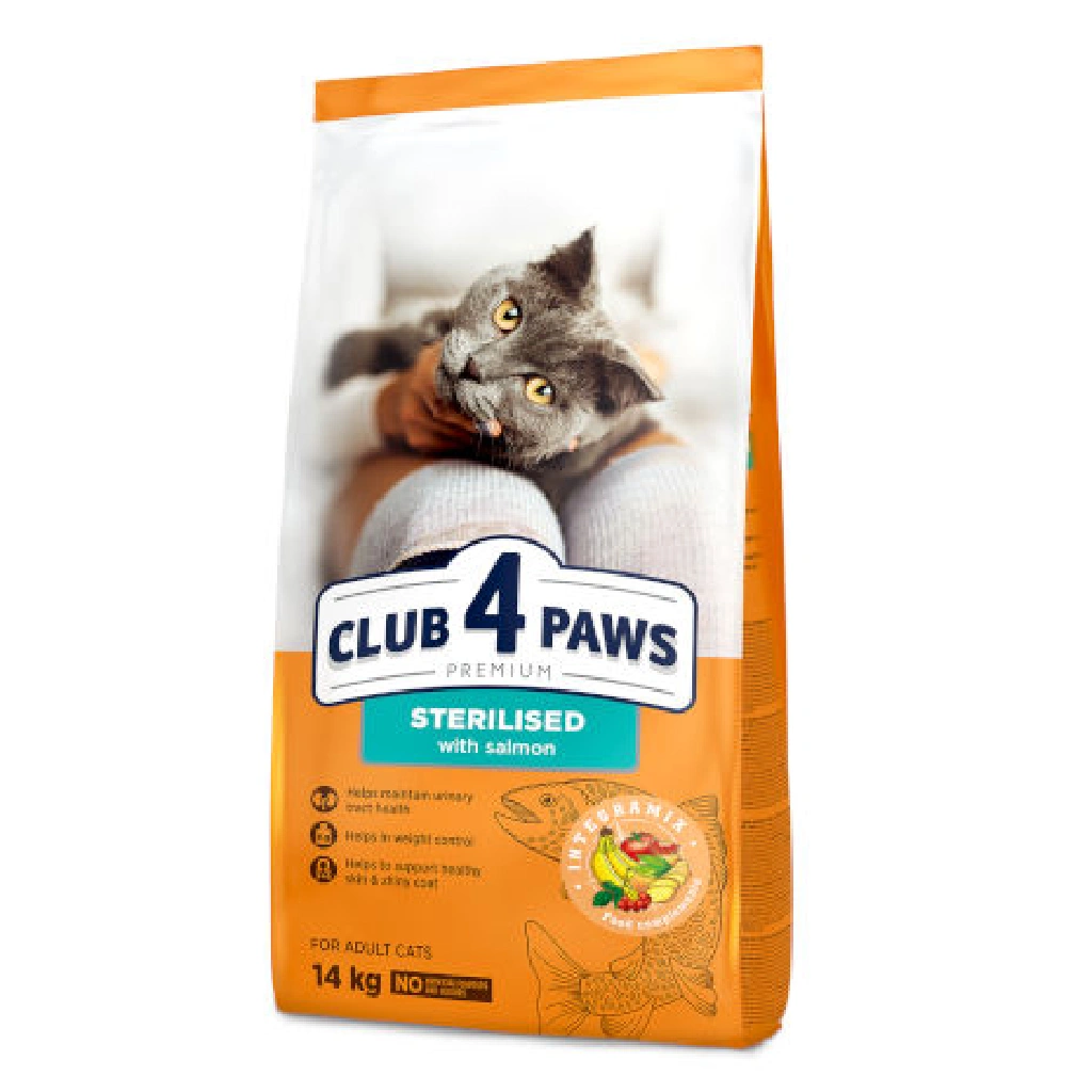 CLUB 4 PAWS PREMIUM for adult cats Sterilised With Salmon 14 Kg