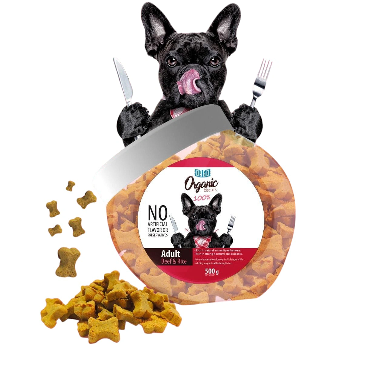 Orgo Organic Biscuits With Beef & Rice For Adult Dogs 500 gm