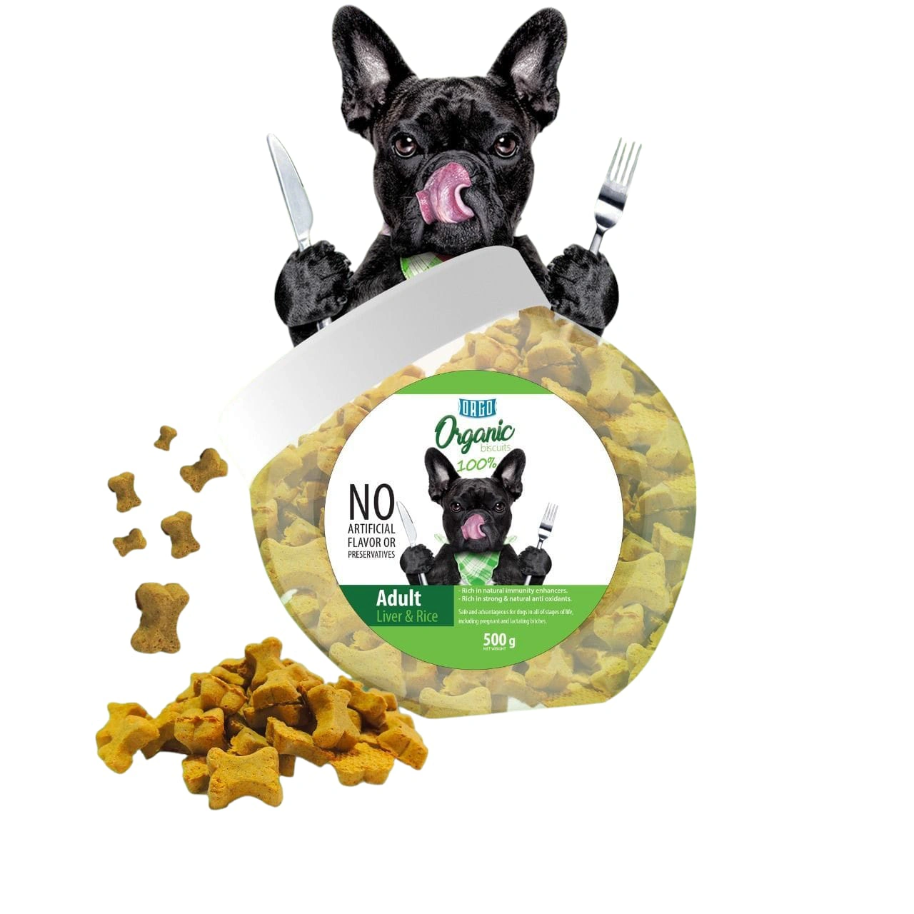 Orgo Organic Biscuits With Liver & Rice For Adult Dogs 500 gm