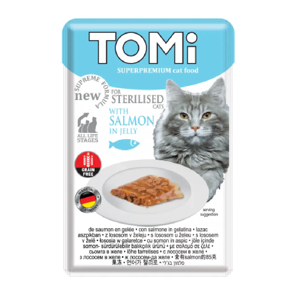 Tomi for sterilised cats salmon in jelly 85g