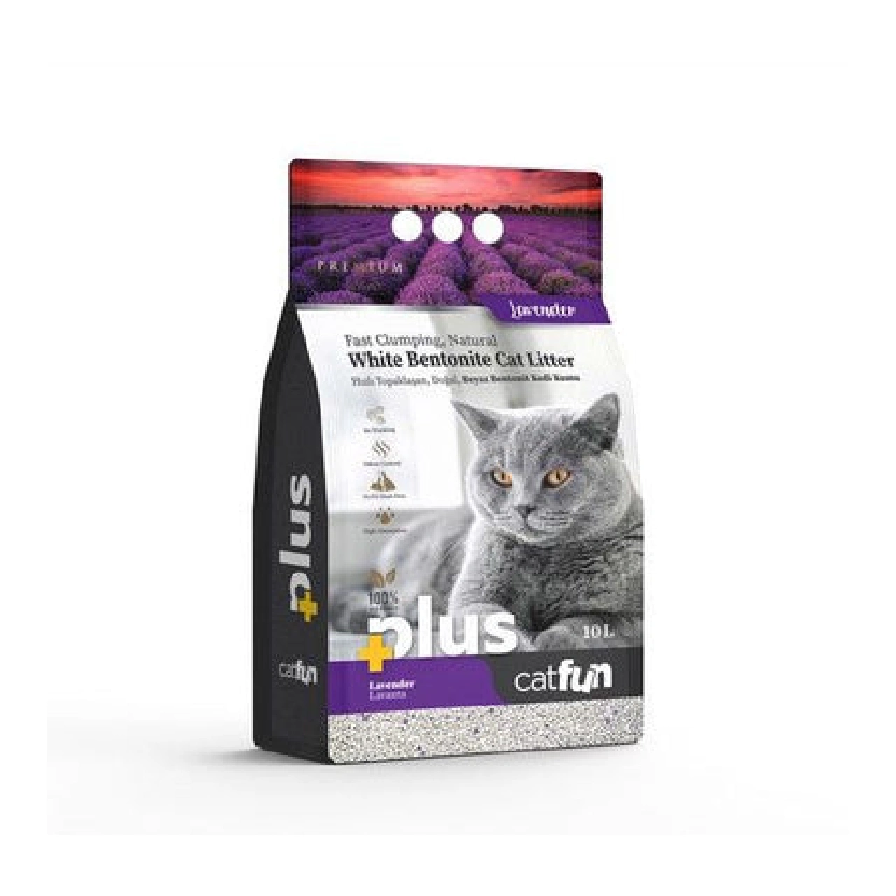 Cat Fun Plus White Bentonite Litter Lavender Scent 10 L
