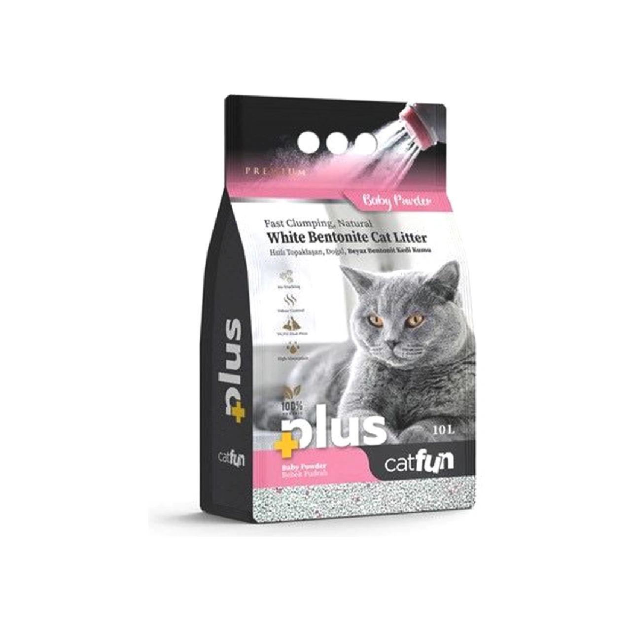 Cat Fun Plus White Bentonite Litter Baby Powder Scent 10 L