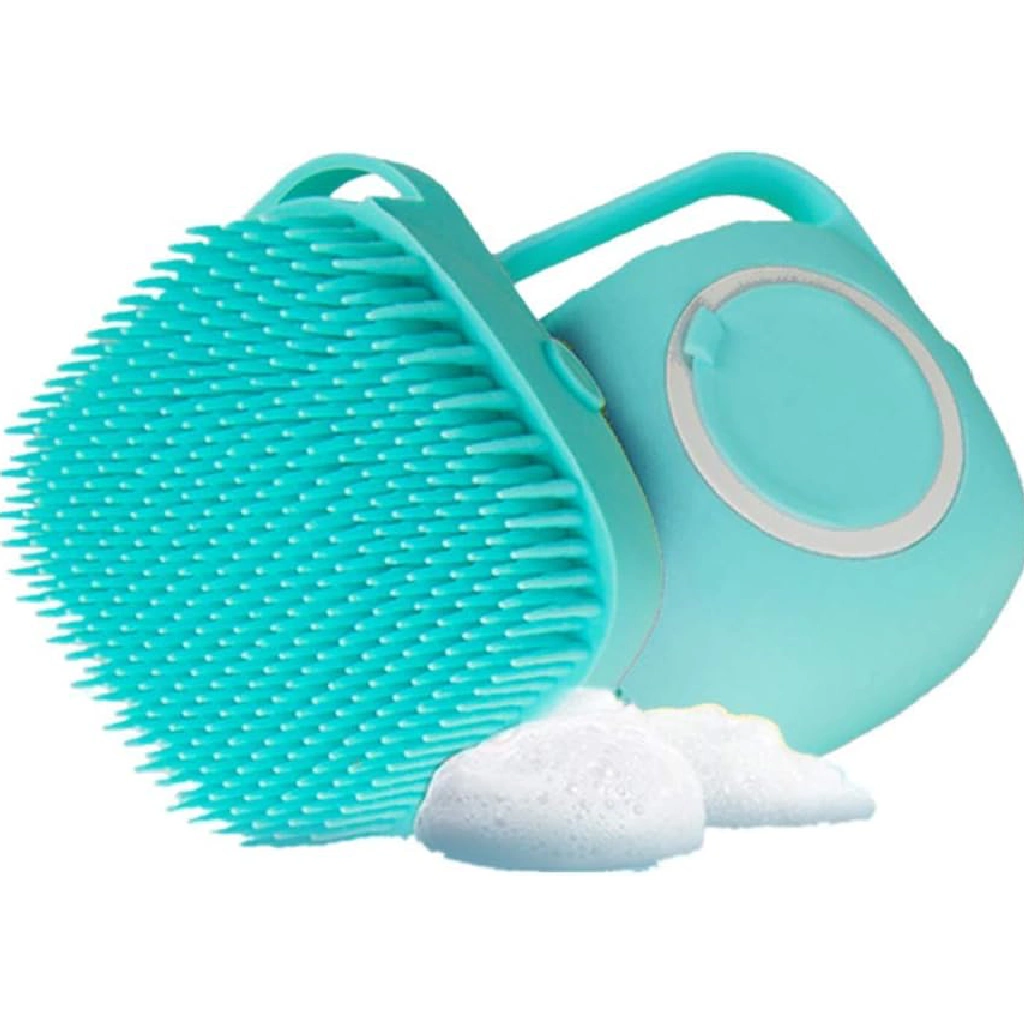 Dog Grooming Brush Soothing Bath Brush, Pet Massage Brush Shampoo Dispenser, Soft Silicone Bristle for Dogs and Cats Shower