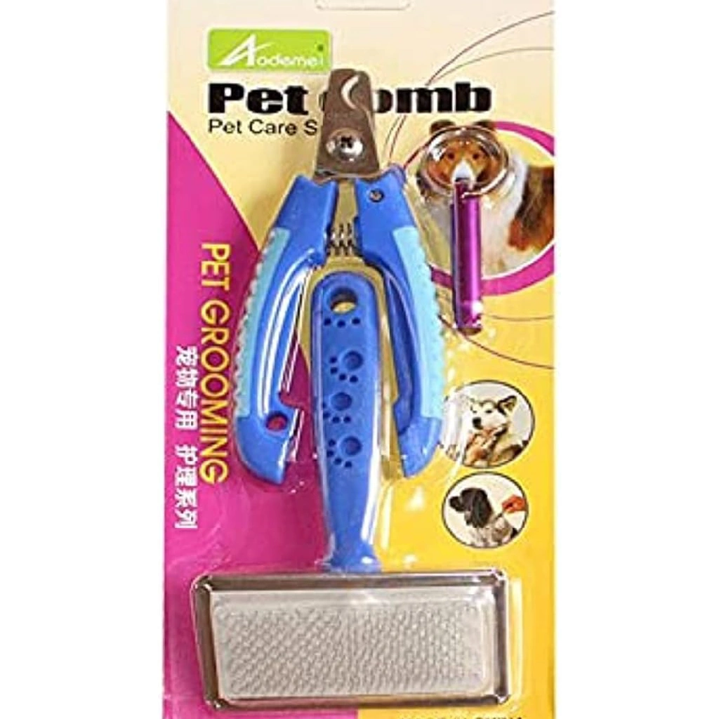 dog's & cat's 3-in-1 nail clipper with training whistle & dematting comb set