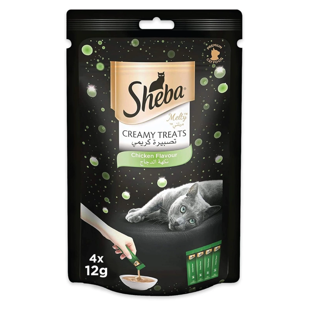 Sheba Cat Food, Melty Chicken Flavor Cat Food Wet Creamy Treats, Pack of 4x12g