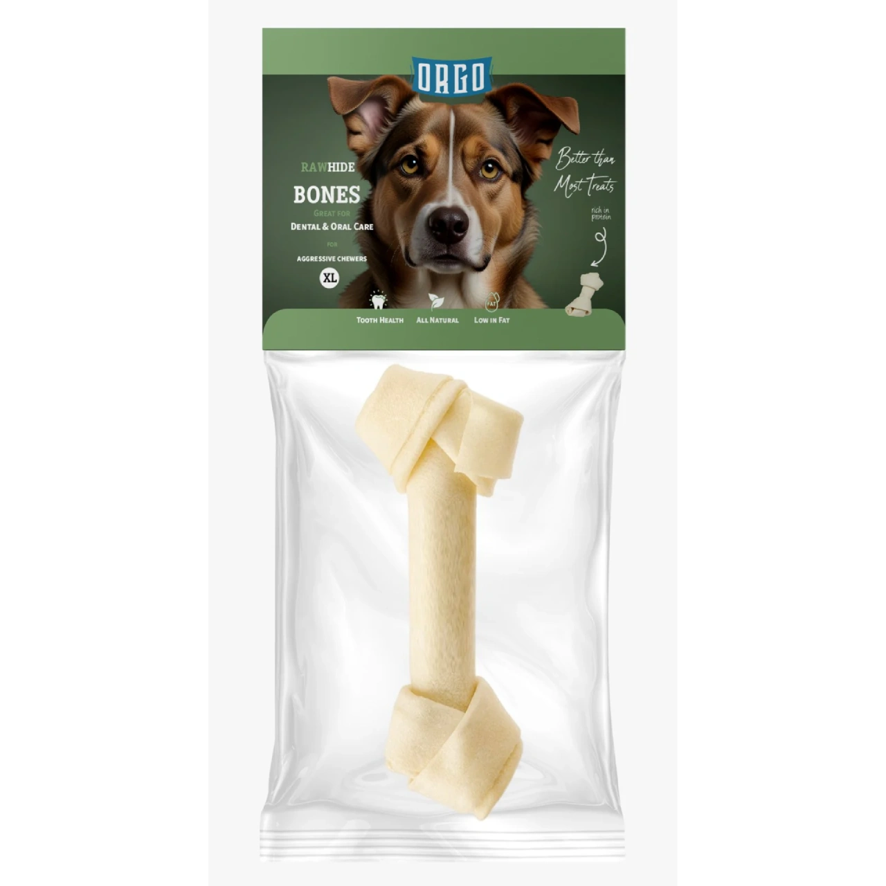 Orgo Rawhide Bones For Dog Dental Oral Care 1 PC XL