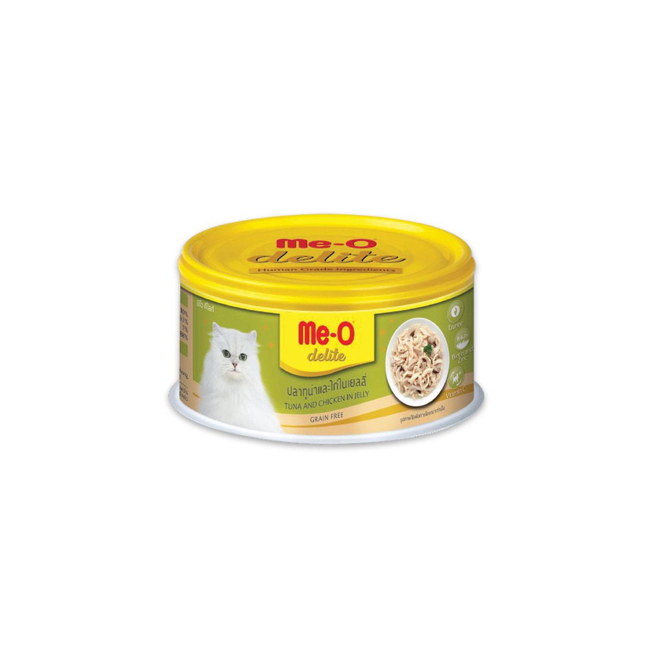 Me-O Delite Canned tuna and chicken in jelly flavor 80g,
