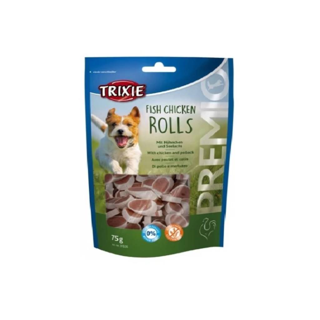 Trixie premio fish chicken rolls dog treats 75 gm