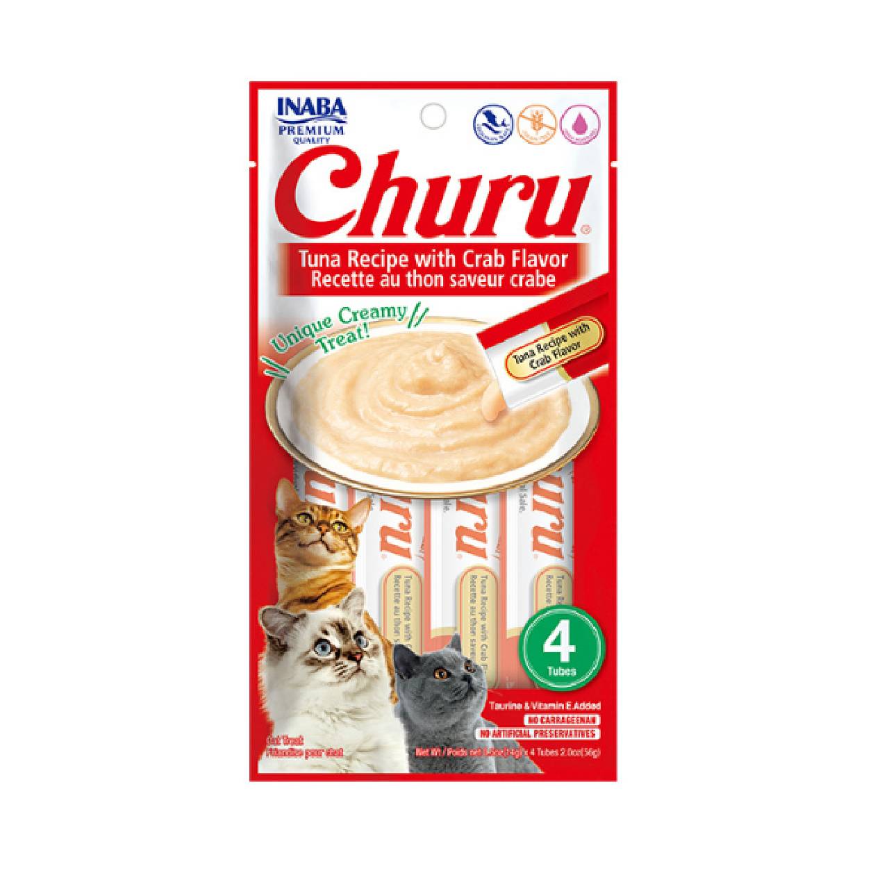 Inaba Churu cat treats Tuna Recipe with Crab Flavor 4PCS/PK